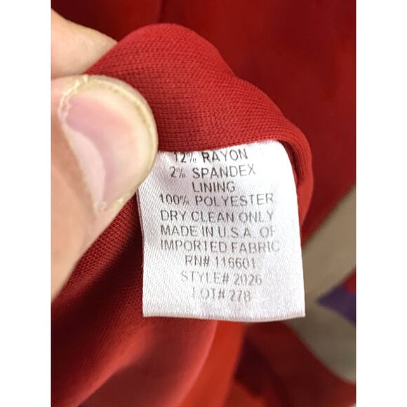 Bigio Collection Dress Red Purple Colorblock Geometric Made USA Women 6 Stretch - Picture 7 of 7